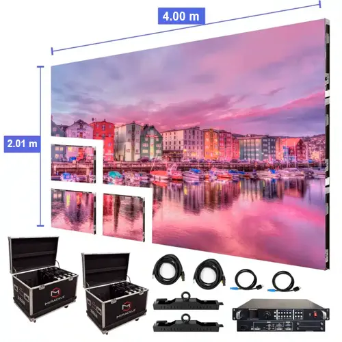 Pantalla de video LED de 4.00 m x 2.01 m - P3.91 mm para interiores
